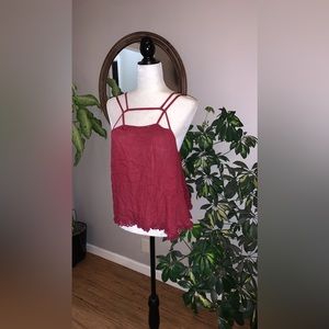 Free People intimate Red burgundy Stripy tank top